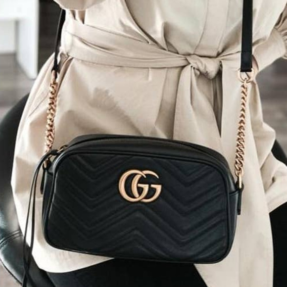 Gucci Handbags - 💎✨BEAUTIFUL✨💎 AUTHENTIC GUCCI GG Marmont Leather Chain Shoulder Bag Black